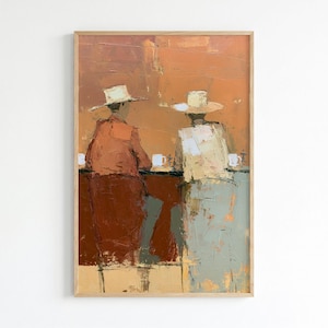 Cowboy Cafe Scene: Terracotta and Cream Framed Paper Print