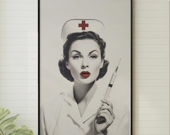 Retro Nurse Wall Art - Vintage Poster