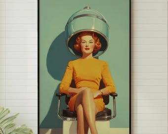 Retro Beauty Salon Wall Art Print: Vintage Glamour Mid-Century Artwork