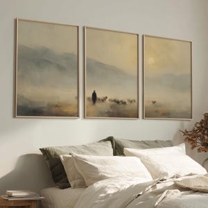 The Good Shepherd Triptych Set: Vintage Style Neutral Christian Wall Art