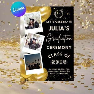 Faire part de remise de diplômes modifiable, Carte d'invitation fête de remise de diplôme, Template d'invitation digitale Canva