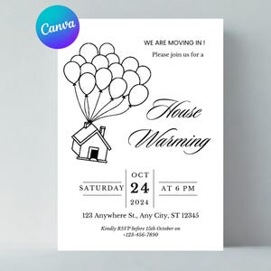 Faire-part de pendaison de crémaillère, pendaison de crémaillère, invitation modifiable, imprimable ou texte