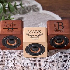 Personalized Bluetooth Speaker,Custom Groomsmen Gifts,Bluetooth Speaker Bridesmaid Gifts,Mini Wood Speaker,Custom Portable Speaker