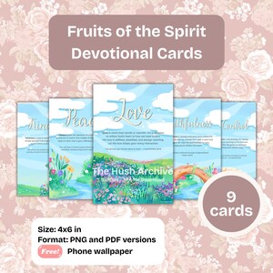 Tarjetas devocionales Frutos del Espíritu: Tarjetas de fe imprimibles + Fondo de pantalla adicional / Inspiración cristiana diaria / Descarga digital