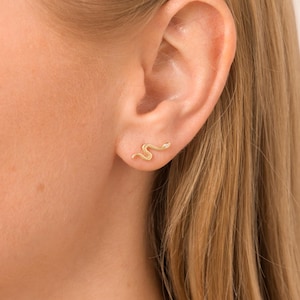 Tiny Gold Snake Stud Earring,Snake Year for Jewelry, Little Stud Earrings, Small Snake Stud Earring, Minimalist Jewelry, Perfect Gift