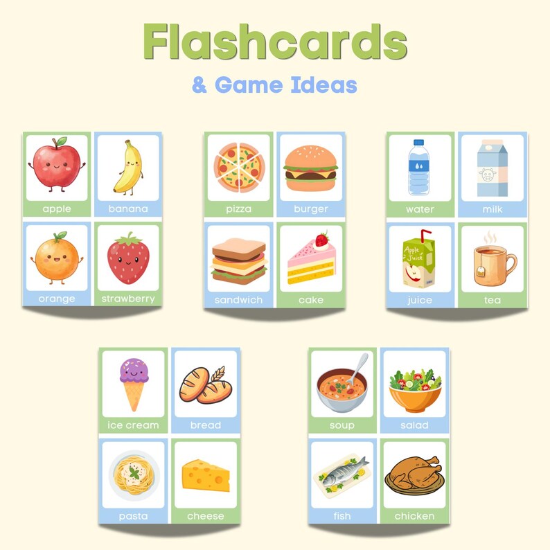 ESL Food Flashcards for Kids |speaking Activities, Games (printable PDF ...