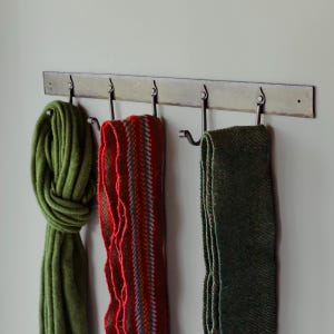 Hand-Forged Steel Five Hook Coat Rack, Entryway Wall Hanger, Fireplace Tool Stand