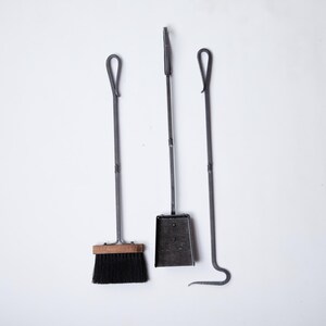 Hand Forged Fireplace Tool Set: Lodge Cabin Hearth Tools, Square Material