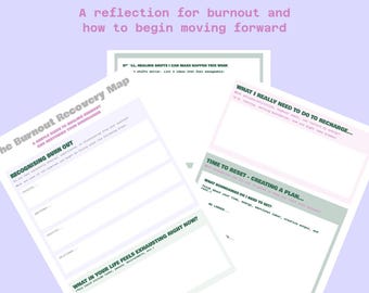 Burnout Recovery Worksheet | Printable Mental Wellbeing | Therapist-Designed Self-Care Tool for Emotional Exhaustion + Creative Burnout