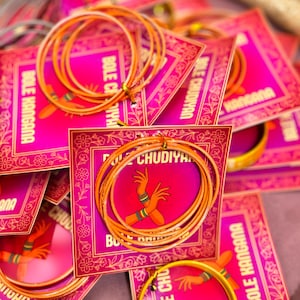 Custom Churi Card Set, Indian Wedding Bangle Favor, Personalized Chudi with Name Card