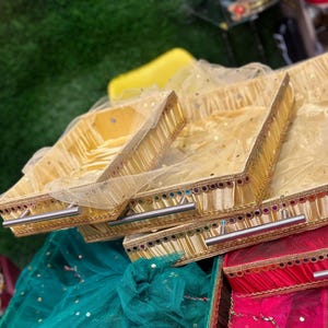 3 Pcs Decorative Basket Set | Thali, Gift Hamper, Storage Tray – Traditional Indian Decor