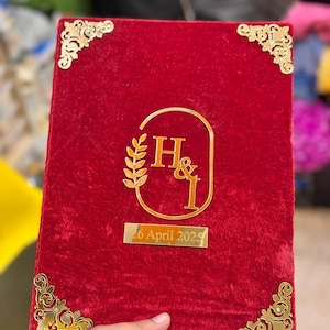 Elegantes Nikkah Nama Booklet - Heiratsurkunde mit Samt-Cover | Anpassbare Hochzeit Andenken | Urdu & Englisch