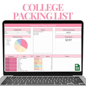 College Packing List, Dorm Packing List, College Move In, Custom Google Sheet, Instant Download