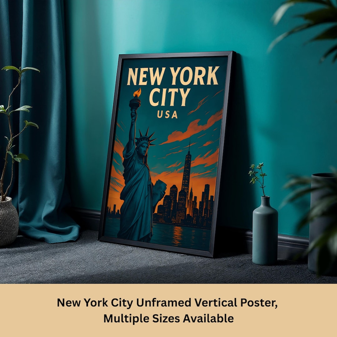 New York City Travel Poster, Fine Art Print of Statue of Liberty ...