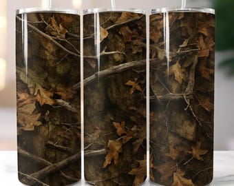Envoltura para vaso con camuflaje de árbol real: camuflaje de caza PNG (descarga digital)