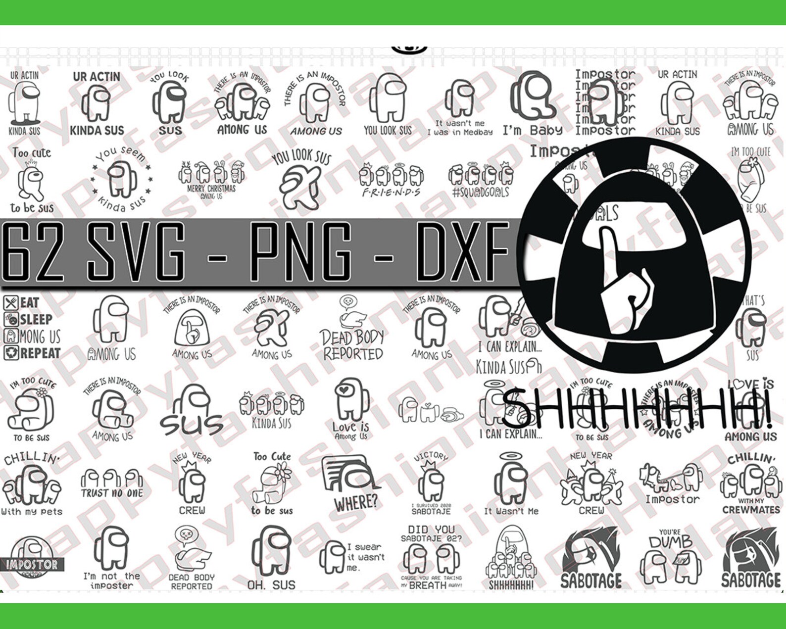 62 FILES Black and White Among Us SVG Bundle Among Us Vector Etsy