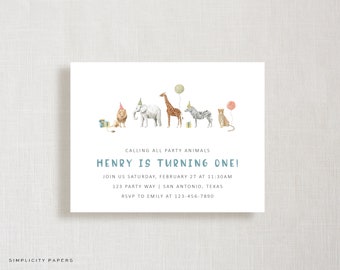 Party Animals Invitations // Birthday Invite // Zoo // Safari