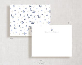 Custom Double-Sided Note Card // Blueberries // Stationery Set // Thank You Cards // Personalized Notecards