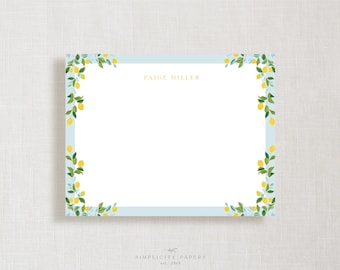 Custom Note Card Set // Lemon Border // Stationery Set // Thank You Cards // Personalized Notecards