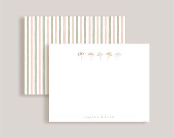 Custom Double-Sided Note Card // Beach Umbrellas // Stationery Set // Thank You Cards // Personalized Notecards