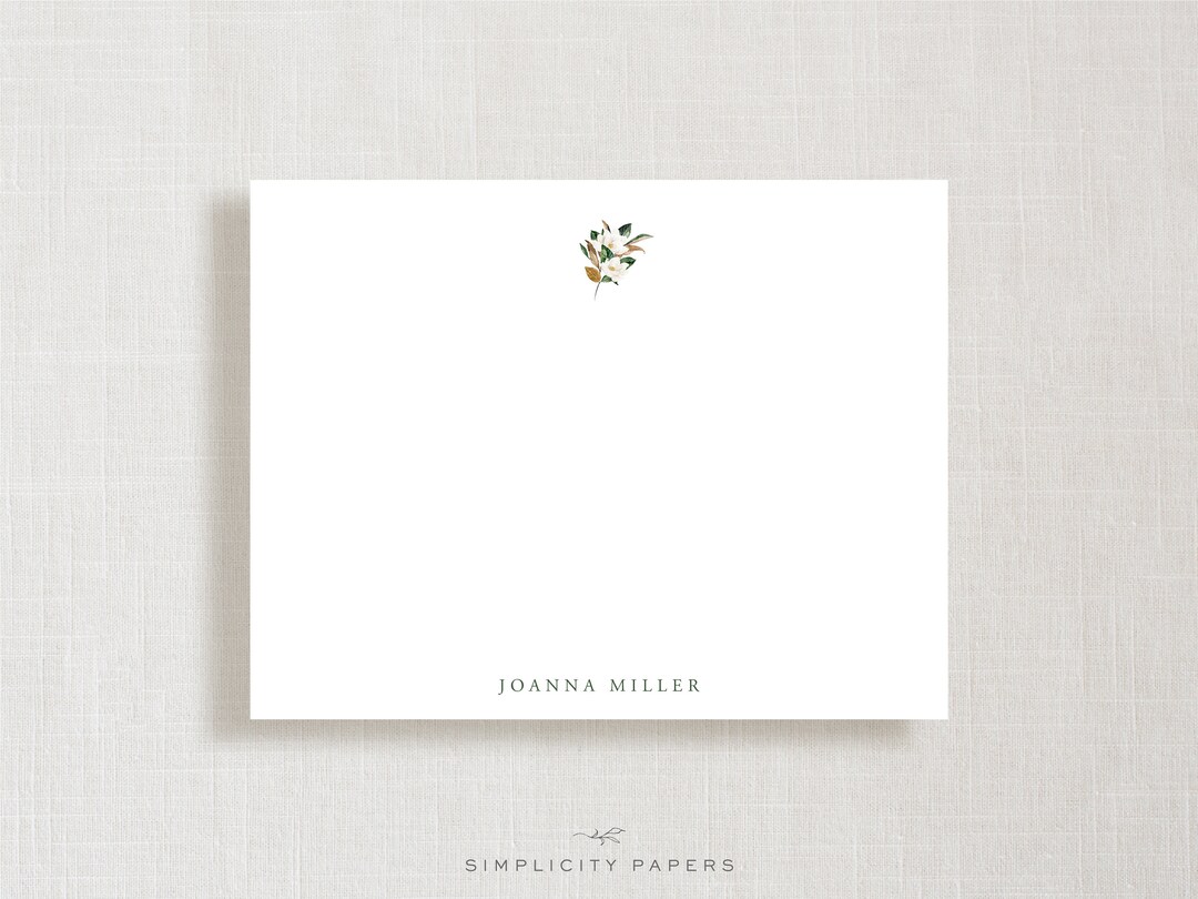 Vintage Magnolia Blossoms Note Card // Stationery Set // Thank You ...