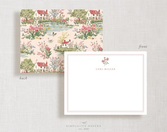 Double-Sided Note Card // French Countryside // Stationery Set // Thank You Cards // Personalized Notecards // Floral