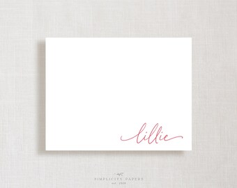 Personalized Note Card Set | Pretty in Pink | Personal Stationery | Thank You Notecards | Children's | Choose Your Colors