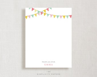 Custom Bunting Note Card Set // Children's Stationery // Kid's Note Cards