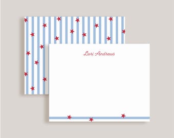 Custom Double-Sided Note Card // Stars and Stripes // Stationery Set // Thank You Cards // Personalized Notecards