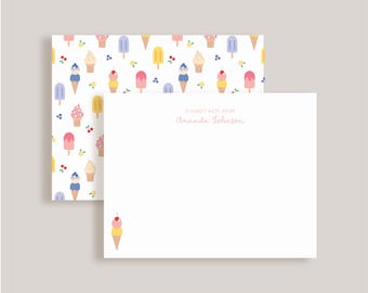 Personalized Note Card Set // Sweet Notes // Ice Cream // Thank You // Stationery for Kids // Mix and Match