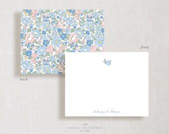 Double-Sided Note Card // Sweet Girl Floral // Stationery Set // Thank You Cards // Personalized Notecards