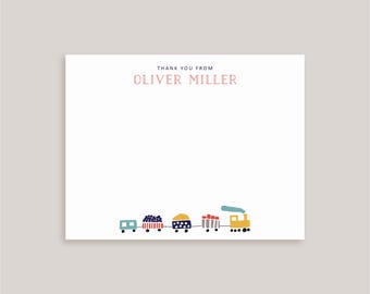 Personalized Note Card Set // Modern Train // Stationery // Birthday // Thank You Notes