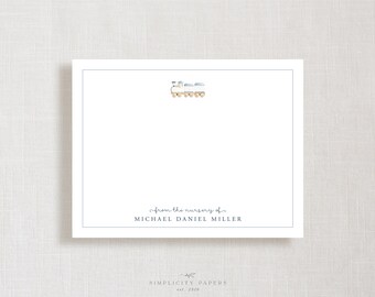 Personalized Note Card Set // Toy Train // Baby Shower // Stationery