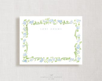 Custom Note Card Set // Blue Botanical // Stationery Set // Thank You Cards // Personalized Notecards