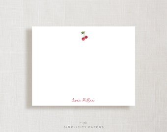 Note Card Set // Cherries // Stationery // Personalized // Thank You
