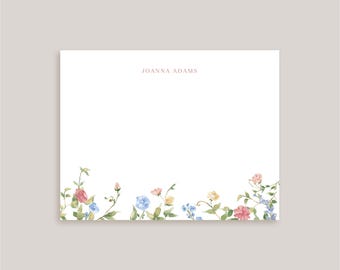 Custom Note Card Set // Blooming Wildflower Border // Stationery Set // Thank You Cards // Personalized Notecards