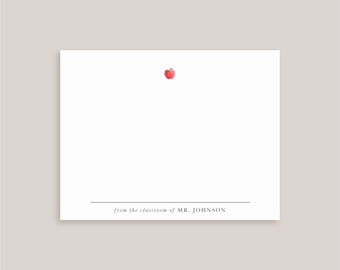 Personalized Note Card Set // Tiny Apple // Teacher Notes // Stationery