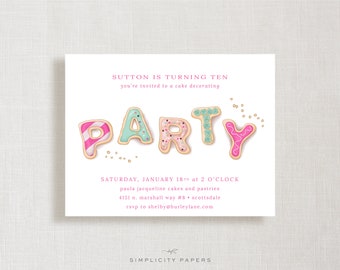 Birthday Invitations // Baking Party // Cookies