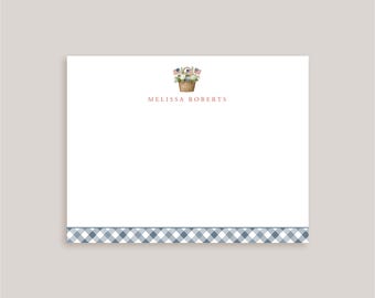 Personalized Note Card Set // Patriotic Hydrangea Basket // Stationery // Classic // Preppy Notecard Set // Custom // Grandmillenial