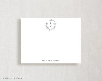 Personalized Note Card Set | Laurel | Custom Monogram | Couples Stationery | Newlywed