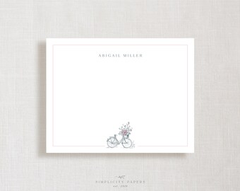 Custom Note Card Set // Spring Bicycle // Stationery Set // Thank You Cards // Personalized Notecards