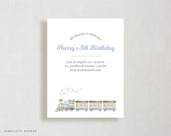 Custom Invitations // Choo Choo // Party Invite // Baby Shower Invitation // Vintage Train