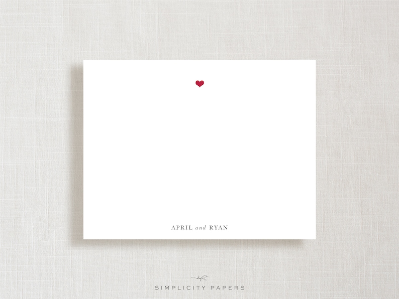 Personalized Note Card Set // Tiny Heart // Love Notes // Couples Stationery