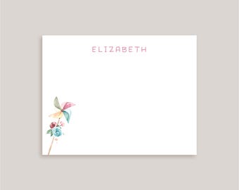 Personalized Note Card // Pinwheel // Stationery Set // Thank You Cards // Children's
