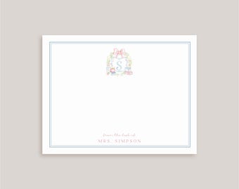 Personalized Note Card Set // School Crest Monogram // Teacher Notes // Stationery