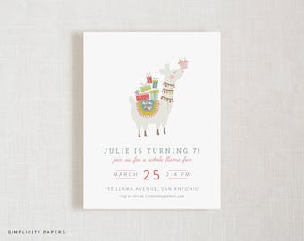 Llama Birthday Invitation | Baby Shower | Choose Your Colors