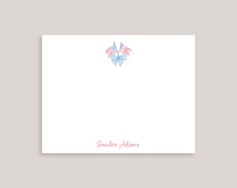 Personalized Note Card Set // Flags // Stationery // Classic // Preppy Notecard Set // Custom //Grandmillenial