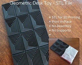 Schokoladentafel Fidget STL - Geometrische Print-in-Ort-Datei, keine Stützen erforderlich, 3D gedruckt als konzentrisch