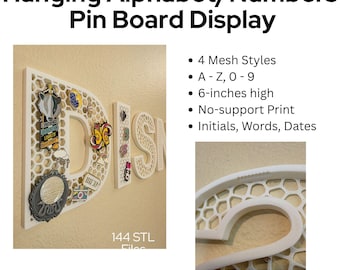 3D Printable Pin Display Buchstaben & Zahlen | Wandbehang aus Mesh Board (STL Datei Download)