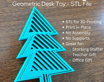 Weihnachtsbaum Fidget STL - Geometrische Print-in-Ort-Datei, keine Stützen erforderlich, 3D gedruckt, konzentrisch
